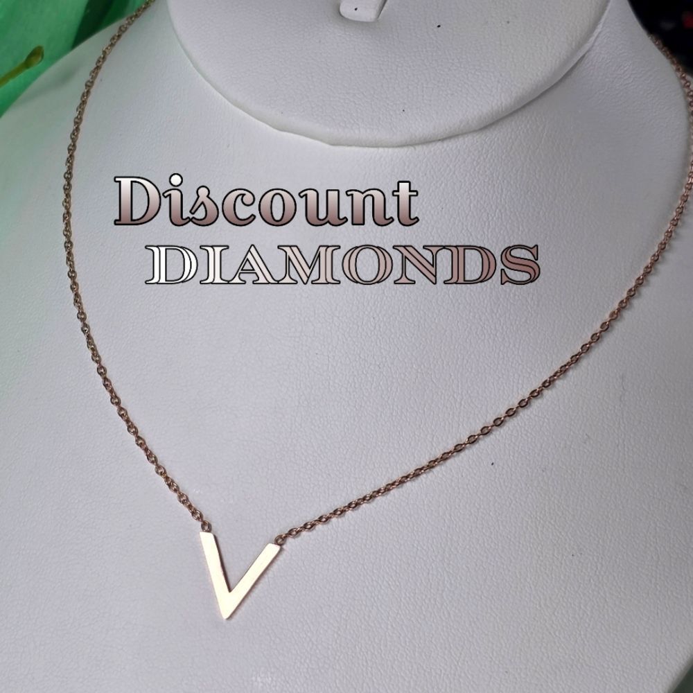 "V" Necklace 18K Rose Gold on Titanium Choker Necklace